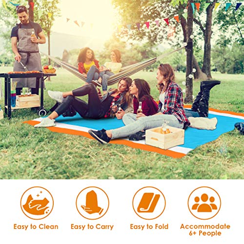 Beach Blanket, Beach Mat Outdoor Picnic Blanket Large Sandproof Compact for 4-7 Persons Water Proof and Drying Beach Mat Nylon Pocket Picnic for Outdoor Travel