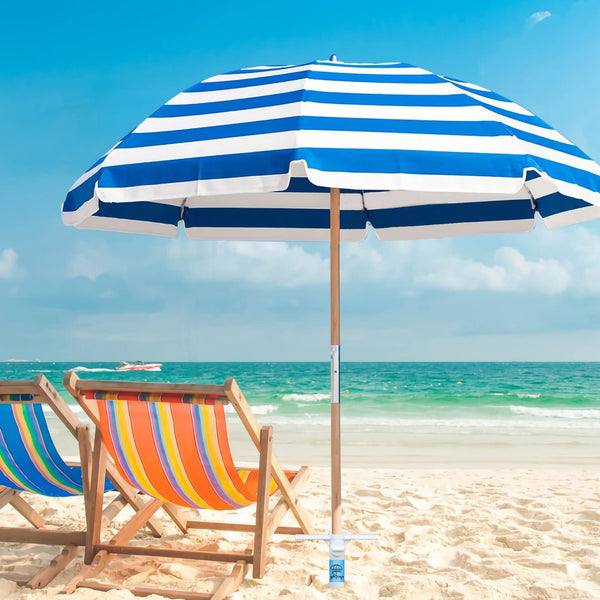 AMMSUN Beach Umbrella Sand Anchor Heavy Duty, Outdoor Umbrellas Base with 5 Spiral Screw, Universal & One Size Fits Most Beach Umbrella, Safe Umbrella Holder Stand Ideal for Strong Winds White
