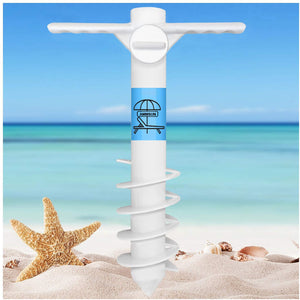 AMMSUN Beach Umbrella Sand Anchor Heavy Duty, Outdoor Umbrellas Base with 5 Spiral Screw, Universal & One Size Fits Most Beach Umbrella, Safe Umbrella Holder Stand Ideal for Strong Winds White